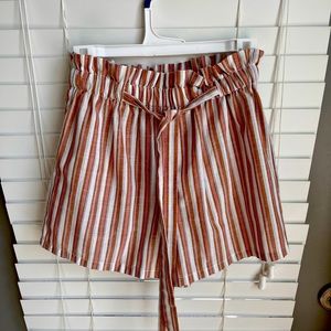 Vertical striped Shein shorts.